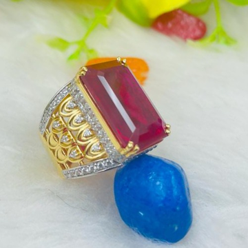 916 RED STONE BIG RING by Ranka Jewellers
