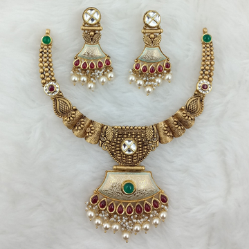 22K Gold Antique Hasdi Necklce Set by Ranka Jewellers