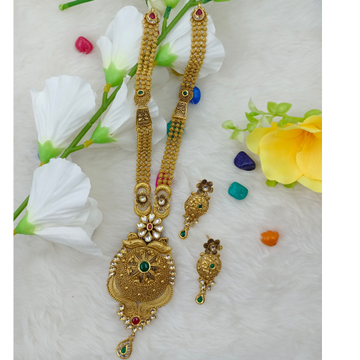 916 Gold Antique Kundan Long Set by Ranka Jewellers