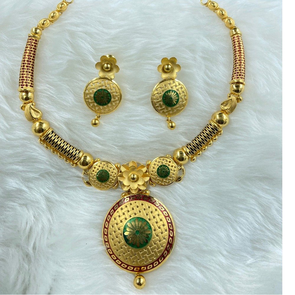 916 Gold Hallmark Jadtar Necklace Set 