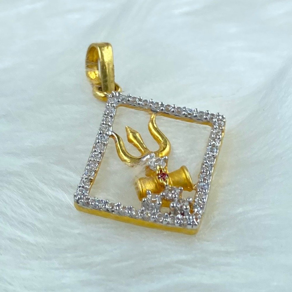 916 CZ Gold hallmark New Stylish Pendant 