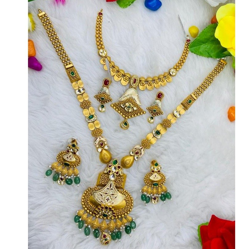 916 Gold Antique Jadtar Long Set