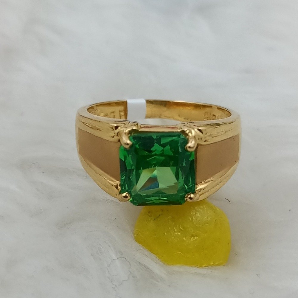 1 gram gold forming green stone with diamond gold plated ring for men –  Soni Fashion®